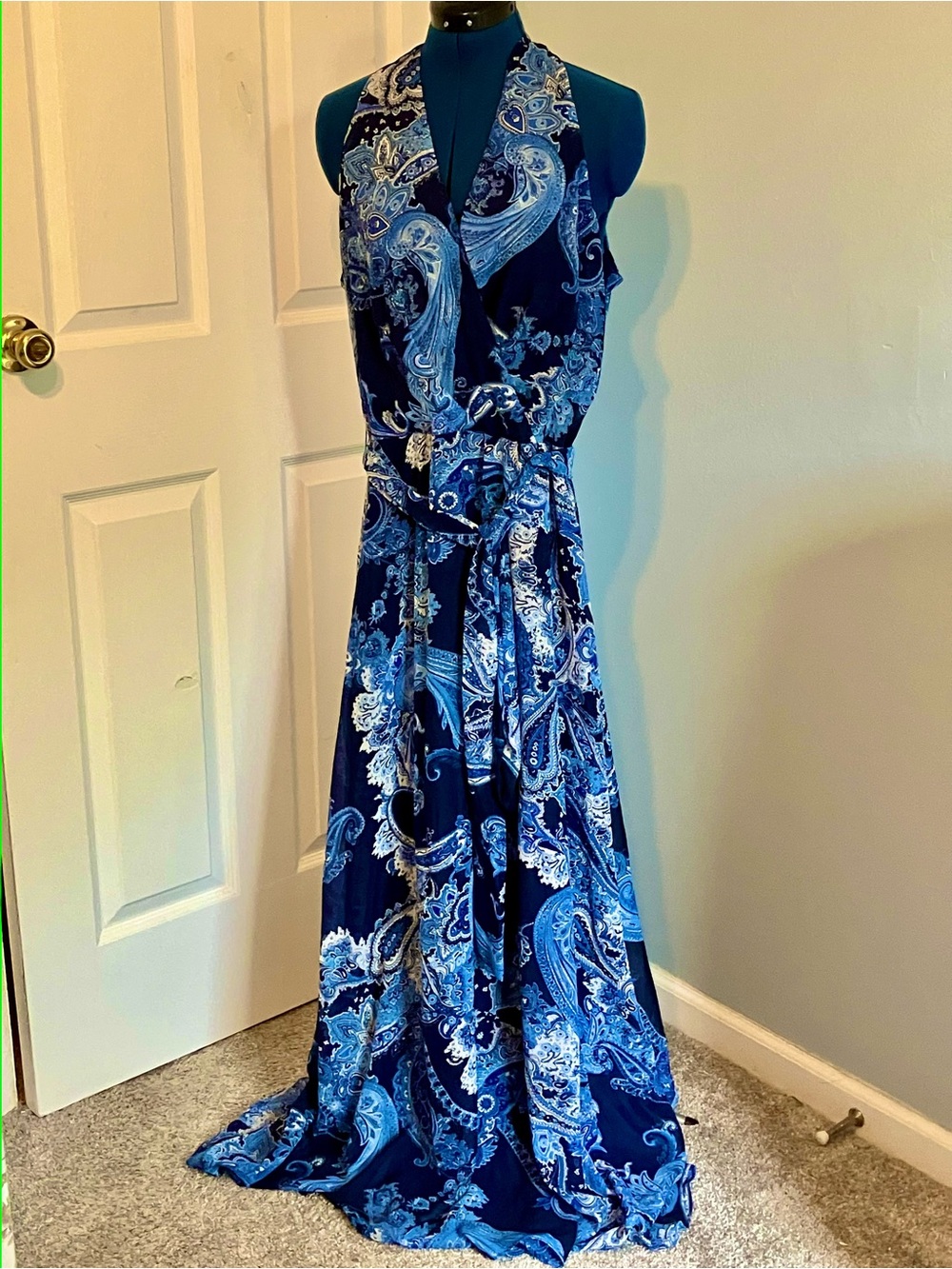Chetta B Blue Paisley Maxi Dress